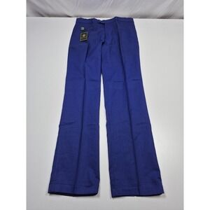 Giorgio Inserti Dress Pants Mens 32x32 Royal Blue Linen Flat Front Straight NWT